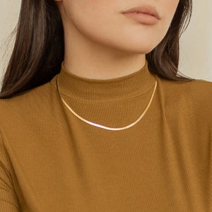 Herringbone Necklace in Gold, Rose Gold, Sterling Silver by Caitlyn Minimalist A Must Have Layering Necklace NR002 image 3