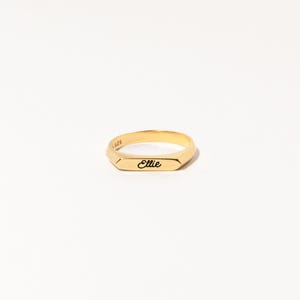 Custom Signet Ring • Name Ring • Stackable Bar Ring • Minimalist Ring • Personalized Engraved Ring • Birthday Gift for Her • RM32F100 image 2