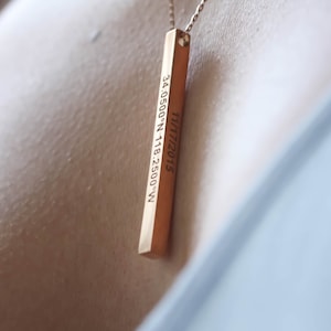 Custom Coordinates Necklace Personalized Bar Necklace Vertical Bar Layered Necklace Wedding Jewelry Anniversary Gift NM21F30 image 5