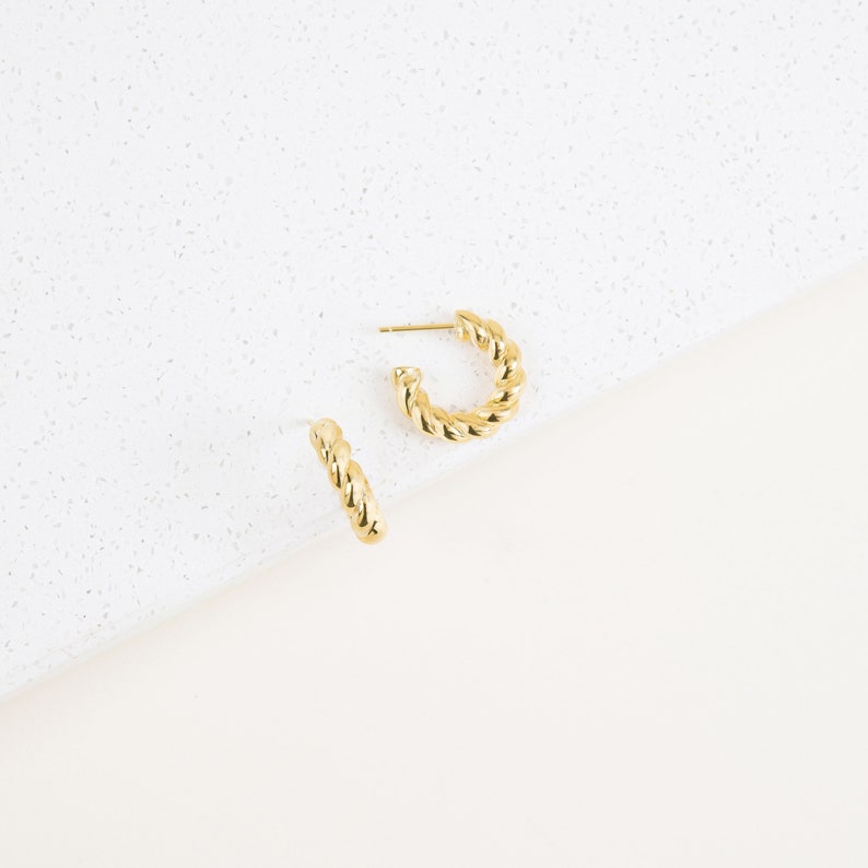Bold Twisted Hoops in Gold Minimalist Earrings Modern Thick Hoops Perfect Gift for Her ER013 image 5