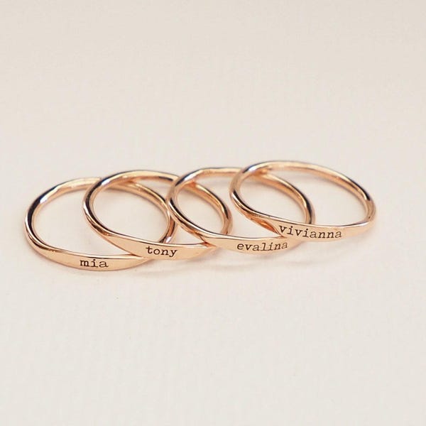 Custom Delicate Name Ring • Custom Stacking Rings • Skinny Custom Ring • Bridesmaids Gift • Baby Name Mom Gift • Grandma Gift • RM21F31