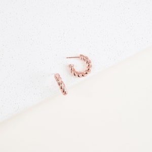 Vet gedraaide hoepels in goud Minimalistische oorbellen Moderne dikke hoepels Perfect cadeau voor haar ER013 ROSE GOLD