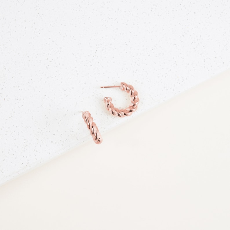 Bold Twisted Hoops in Gold Minimalist Earrings Modern Thick Hoops Perfect Gift for Her ER013 ROSE GOLD