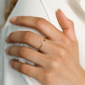 Initial Birthstone Ring • Letter Ring by Caitlyn Minimalist • Mothers Ring • Personalized Jewelry • Birthday Gift for Best Friend • RM74F78