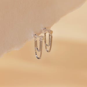 Chain Flat Back Earrings by Caitlyn Minimalist • Dainty Dangling Cartilage Earrings • Statement Jewelry • Birthday Gift • ER460 SILVER