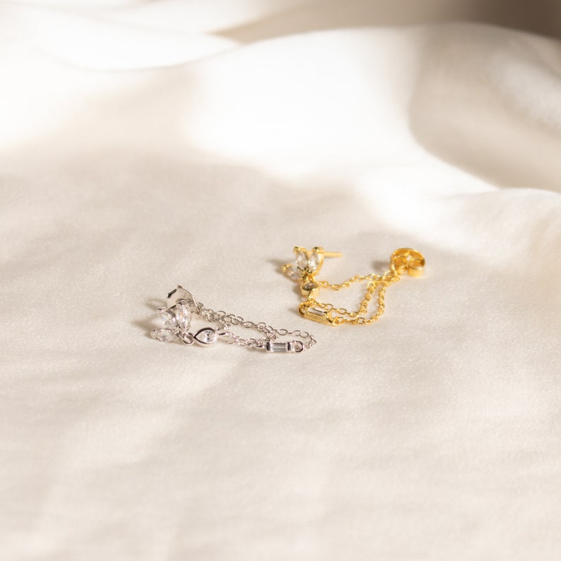 Marquise Diamond Chain Earrings by Caitlyn Minimalist Dangle Earrings Chandelier Earrings Crystal Jewelry Bridal Earrings ER181 image 4