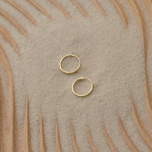 Small Thin Hoops in Gold By Caitlyn Minimalist Endless Hoop Earrings Dainty Gold Hoops Minimalist Earrings Gift for Her ER173 image 6