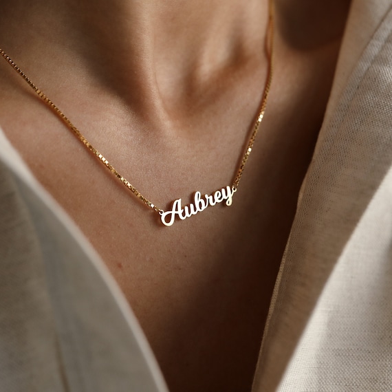 Ejercicio Significado Acechar Collar con nombre personalizado con cadena de caja en oro - Etsy México
