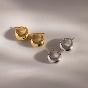 Bold Teardrop Hoop Earrings By Caitlyn Minimalist • Chunky Dome Huggie Earrings • Statement Jewelry • Girlfriend Gift • ER742 image 5
