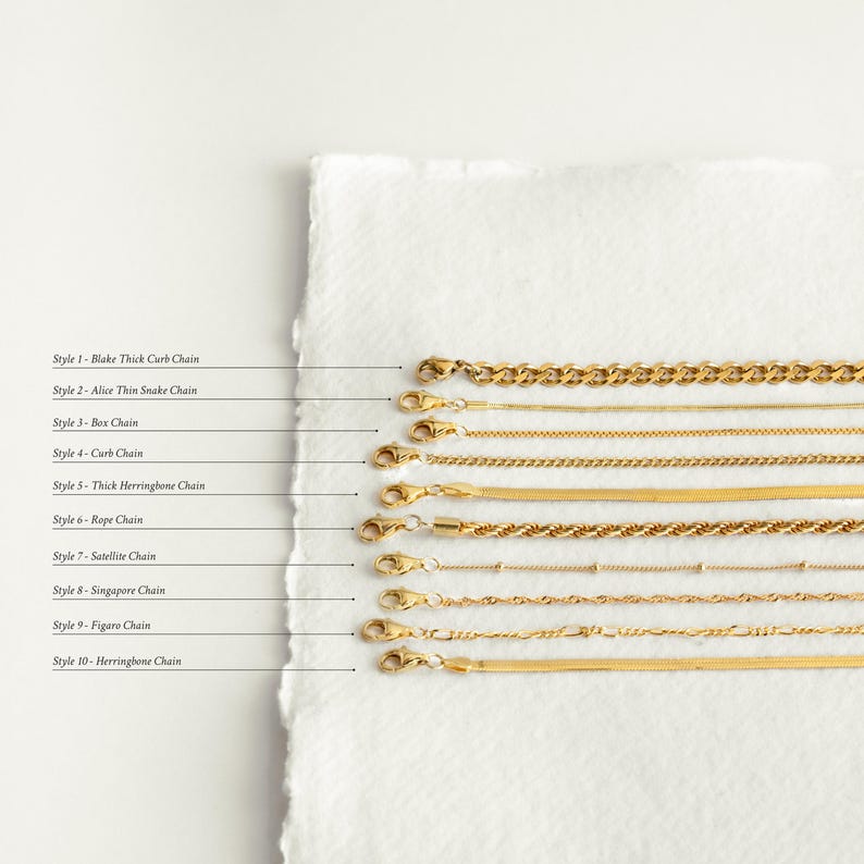 Cadenas esenciales para collares de Caitlyn Minimalist • Collares de espiga, cuerda, cadena de serpiente y más • Collares de plata y oro de moda para combinar imagen 3