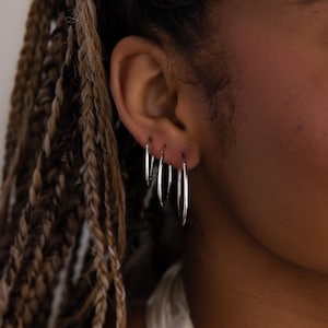Endless Silver Hoop Earrings Set By Caitlyn Minimalist • Small, Medium, Large Thin Hoops • Minimalist Stacking Jewelry • Gift for Her