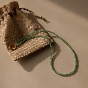 Beaded Jade Clasp Necklace by Caitlyn Minimalist • Jade Gemstone Chain Necklace • Perfect for Charm Jewelry • Girlfriend Gift • NR369 18K GOLD