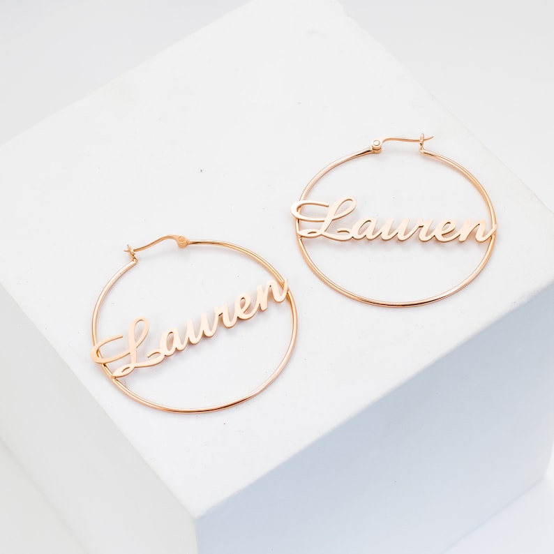 Name Hoop Earrings Silver Hoops Gold Hoop Earrings Etsy