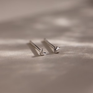 Tiny Moon and Star Earrings by Caitlyn Minimalist • Dainty Stud Earrings • Small Silver Studs • Celestial Jewelry • Daughter Gift • ER053