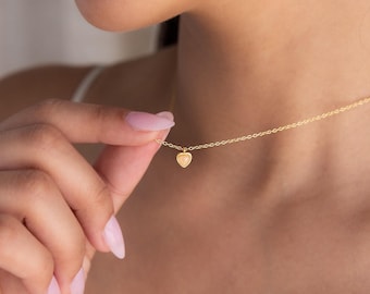 Rose Quartz Heart Necklace by Caitlyn Minimalist • Dainty Pink Opal Crystal Pendant Necklace • Vintage Gemstone Jewelry • Wife Gift • NR234