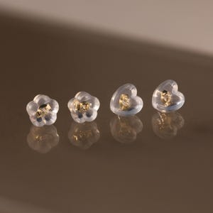 Silicone Heart & Flower Earring Backs by Caitlyn Minimalist • Clear Backings for Stud Earrings • Cute Jewelry Set • Gift for Her • XR144