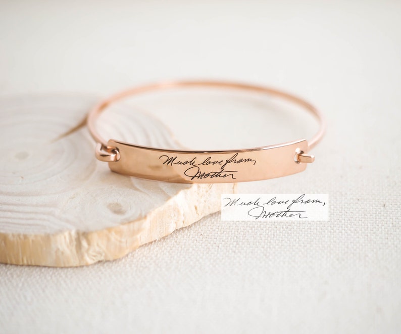 Custom Actual Handwriting Jewelry Handwriting Bangle Engrave Signature Bracelet Sentimental Gift Mother Gift GRANDMA GIFT BM25 image 1