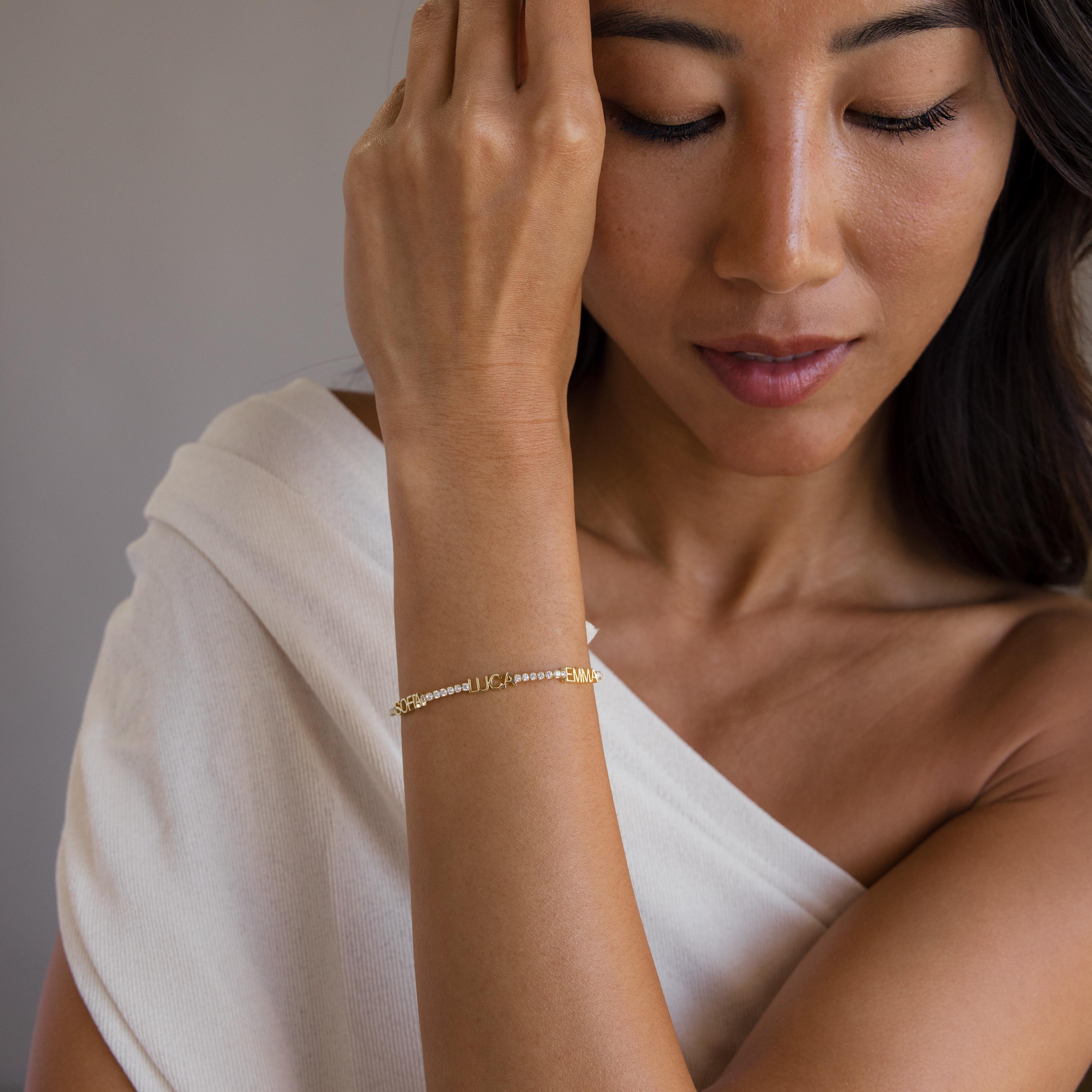 Multiple Name Tennis Bracelet by Caitlyn Minimalist • Custom Multiple Name Tennis Bracelet by Caitlyn Minimalist • Custom