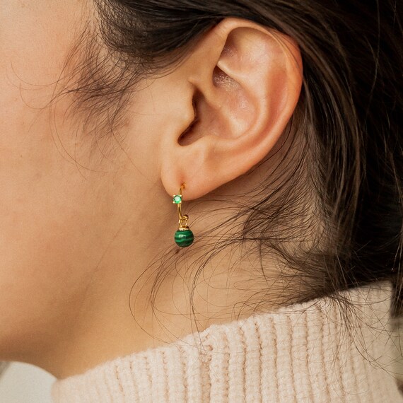 Malachite hoop earrings deals