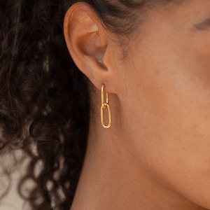 Dangle Link Earrings by Caitlyn Minimalist • Cable Link Earrings • Minimalist Gold Earrings • Perfect Gift for Her • Gifts for Mom • ER033