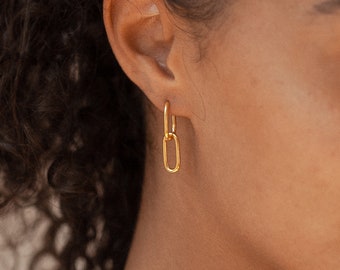 Dangle Link Earrings by Caitlyn Minimalist • Cable Link Earrings • Minimalist Gold Earrings • Perfect Gift for Her • Gifts for Mom • ER033