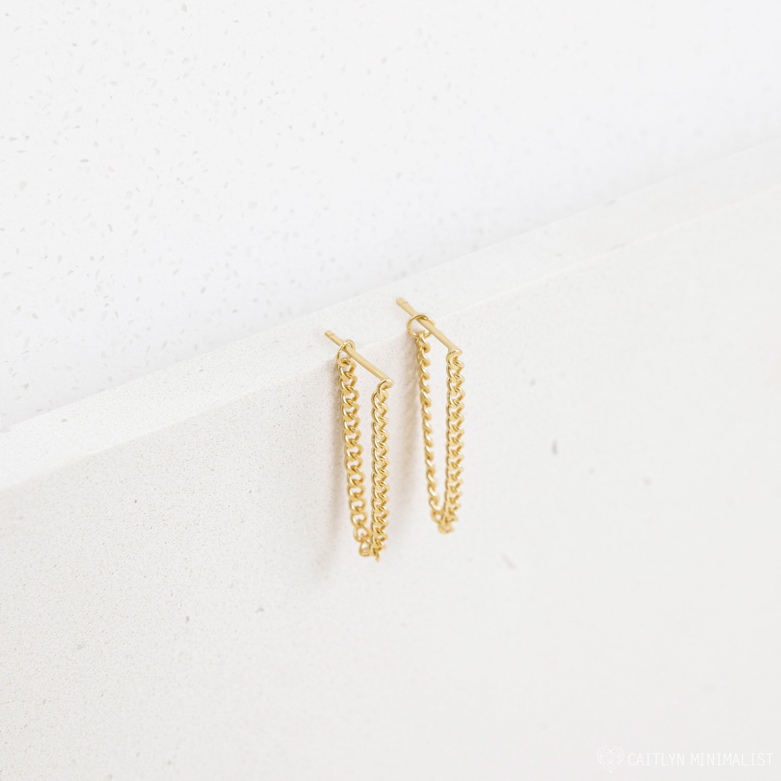 Curb Chain Earrings by Caitlynminimalist Minimalist Earrings Etsy