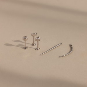 Flat Back Studs Applicator by Caitlyn Minimalist • Screw Back Earrings Insertion Set • Straight & Curved Pin Tools • Gift for Her • XR143