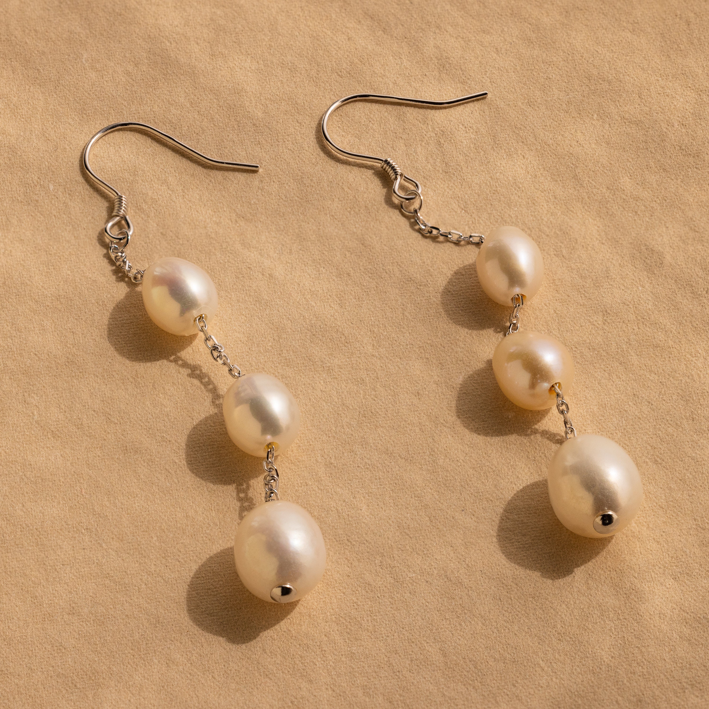 Long Pearl Dangle Earrings by Caitlyn Minimalist • Statement Pearl Gemstone Drop Earrings for Everyday • Wife Gift for Anniversary • ER444