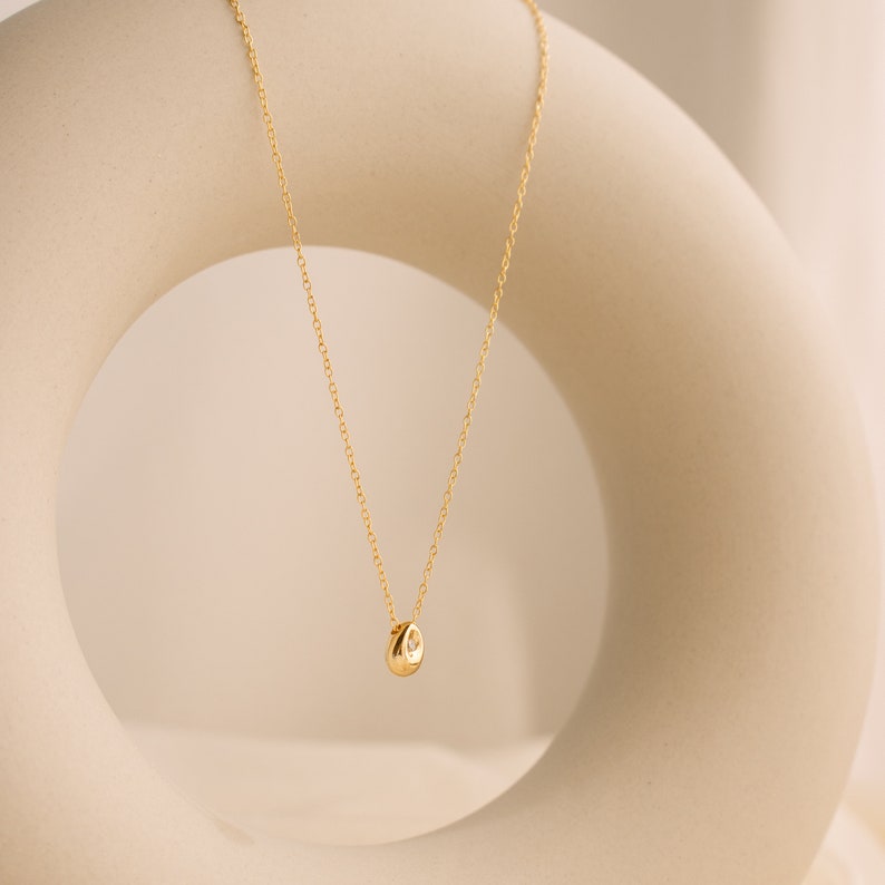 Nugget Necklace Teardrop Necklace Dainty Necklace, Perfect For Stacking Mother Necklace Perfect Birthday Gift for Her NR060 image 8