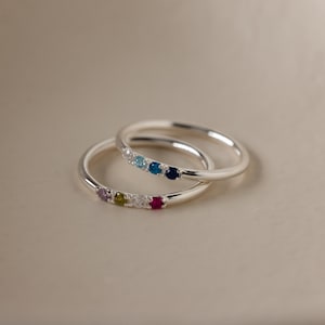 Custom Mini Birthstone Ring by Caitlyn Minimalist • Personalized Gemstone Ring • Dainty Stacking Ring • Silver Jewelry • Mom Gift • RM85