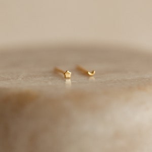 Tiny Moon and Star Earrings by Caitlyn Minimalist Minimalist Earrings Dainty Earrings Perfect Gift for Her ER053 image 4