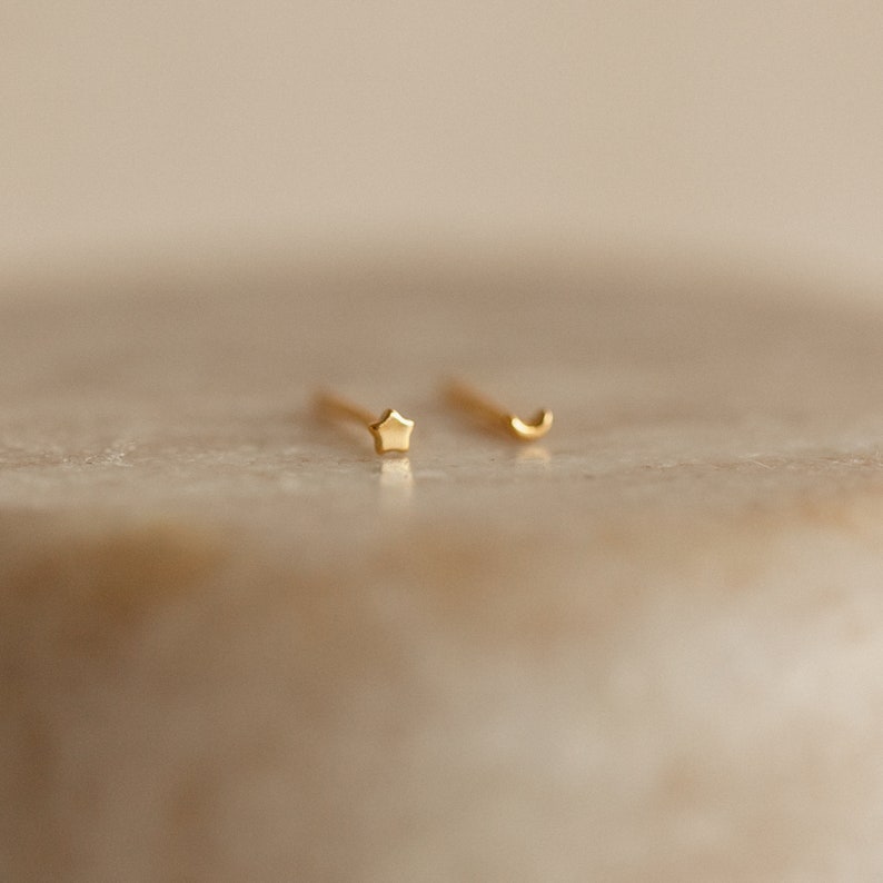 Tiny Moon and Star Earrings by Caitlyn Minimalist Minimalist Earrings Dainty Earrings Perfect Gift for Her ER053 image 4