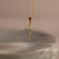 Marquise Jade Cross Necklace by Caitlyn Minimalist \u2022 Green Gemstone Pendant \u2022 Cross Charm Necklace \u2022 Religious Jewelry \u2022 Mom Gift \u2022 NR294