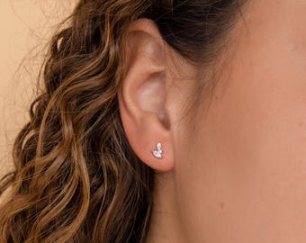 Diamond Leaf Earrings by Caitlyn Minimalist • Dainty Flora Stud Earrings • Crystal Wedding Earrings • Silver Jewelry • Gift for Her • ER306