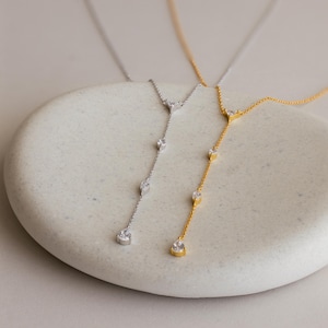 Mixed Diamond Lariat Necklace by Caitlyn Minimalist • Layered Diamond Y Necklace • Summer Jewelry • Boho Jewelry • Best Friend Gifts • NR279