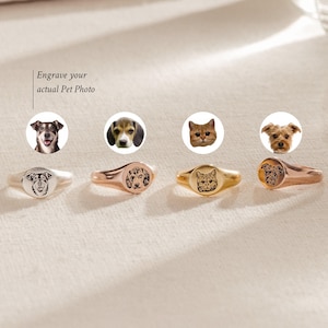 Pet Photo Signet Ring by Caitlyn Minimalist • Custom Engraved Jewelry • Personalized Stacking Ring • Meaningful Dog or Cat Owner Gift • RM77