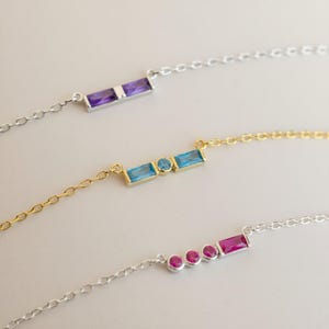 Initial Morse Code Birthstone Necklace by Caitlyn Minimalist • Dainty Birthstone Letter Necklace • Personalized Gifts for Girlfriend • NM124