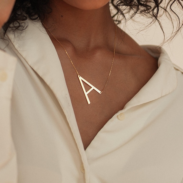 Big Letter Necklace by Caitlyn Minimalist • Sideways Initial Necklace • Monogram Necklace • Bridesmaid Gifts • NM40F39