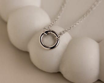 Circle Carabiner Necklace by Caitlyn Minimalist • Charm Holder Ring Necklace • Hinged Clip Necklace • Silver Jewelry • Sister Gift • NR267
