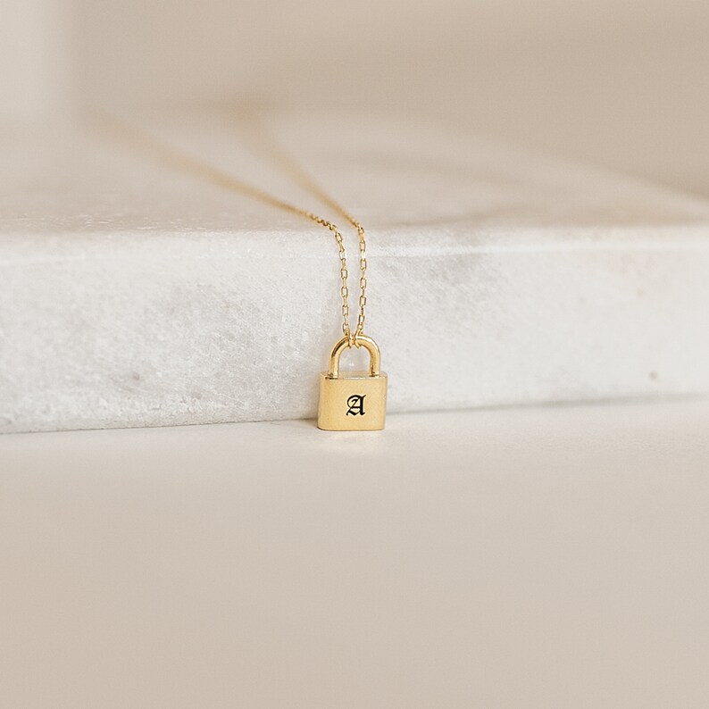 Initial Padlock Necklace the Lock Initial Pendant Necklace Etsy
