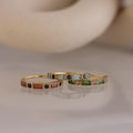 Round Baguette Birthstone Ring by Caitlyn Minimalist • Vintage Gemstone Stacking Ring Band • Art Deco Jewelry • Custom Gift for Mom • RM177