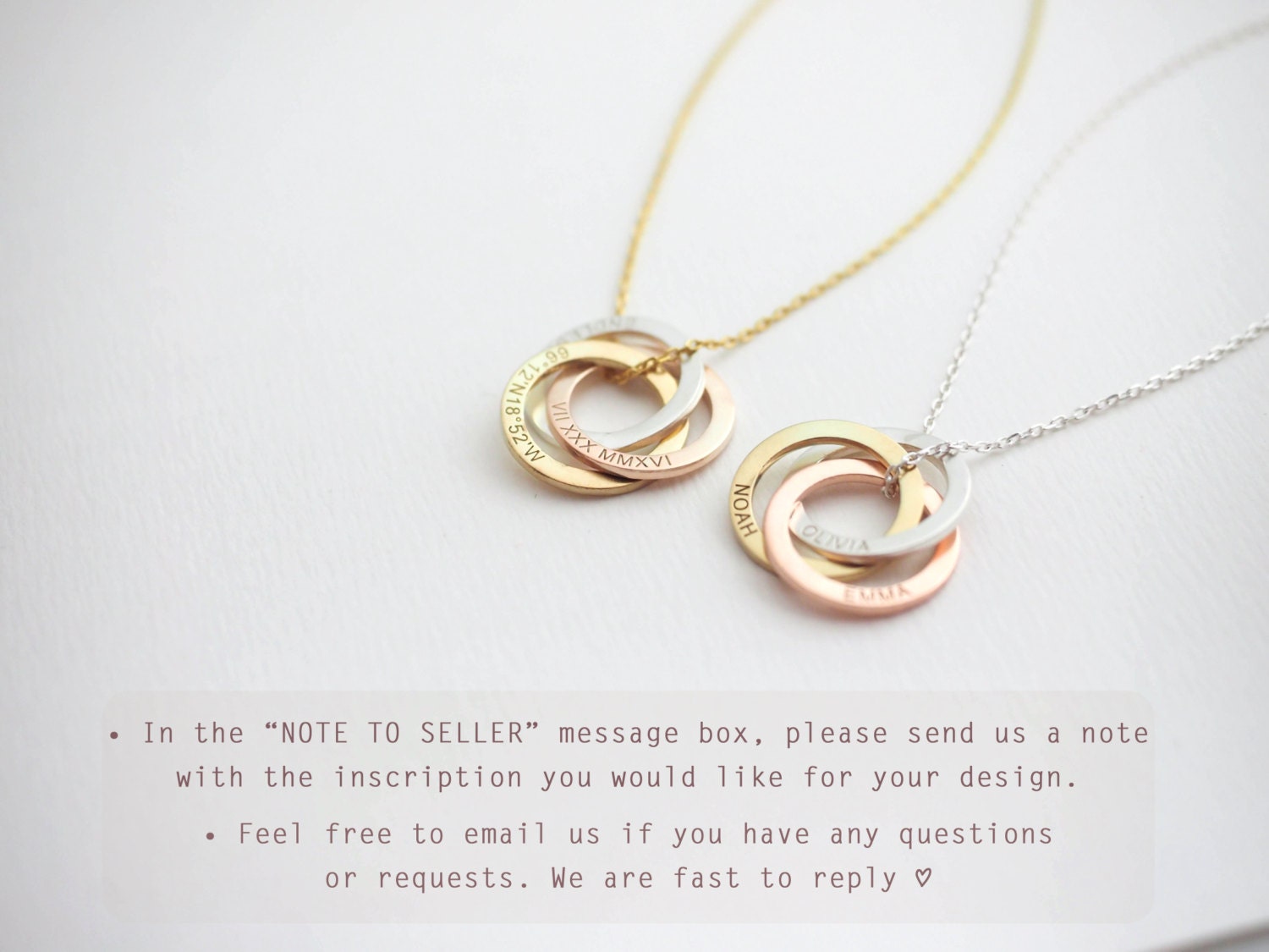 Family Necklace • Personalized Gift • Linked Circle Necklace •  Custom Children Name Rings • Eternity Necklace • Mother Gift • NM30F30