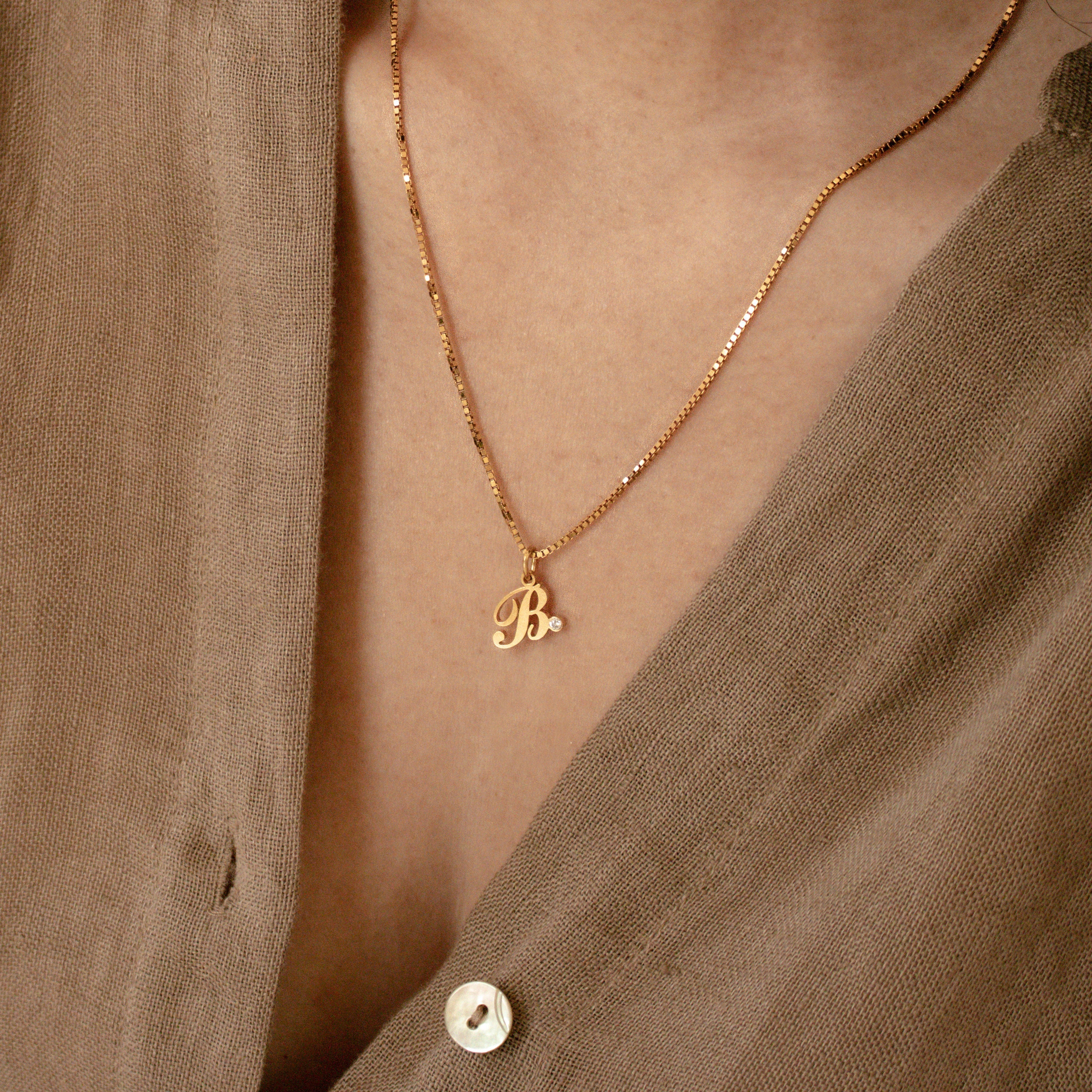 Initial Birthstone Necklace With Box 