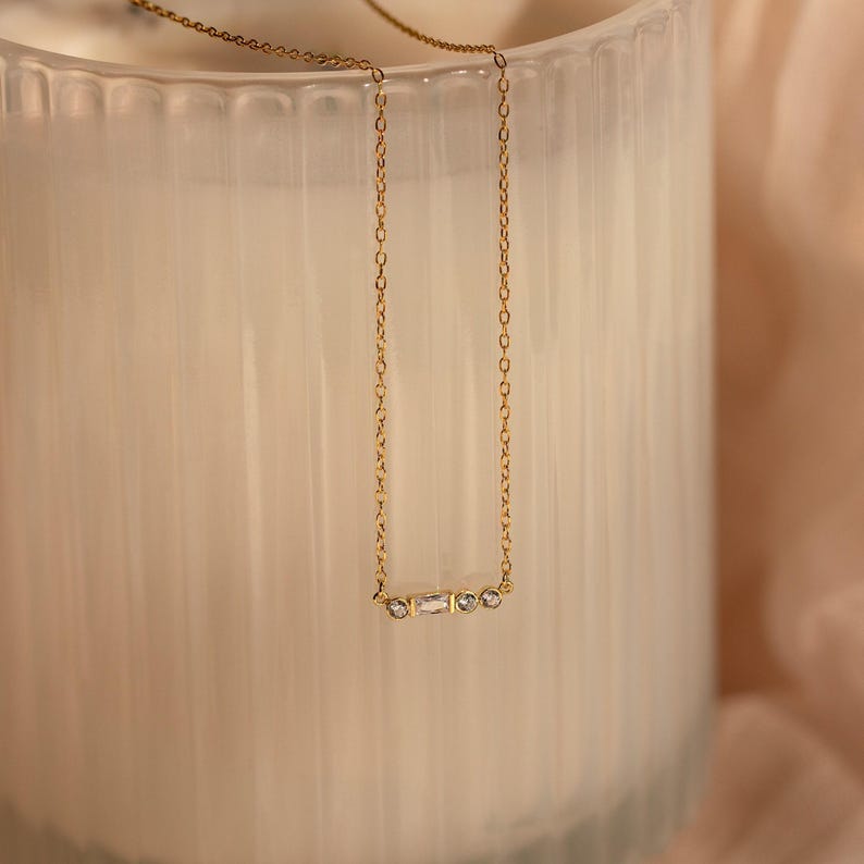 Initial Morse Code Necklace by Caitlyn Minimalist • Custom Diamond Letter Necklace • Dainty Initial Jewelry • Gift for Mom • NM124 image 2