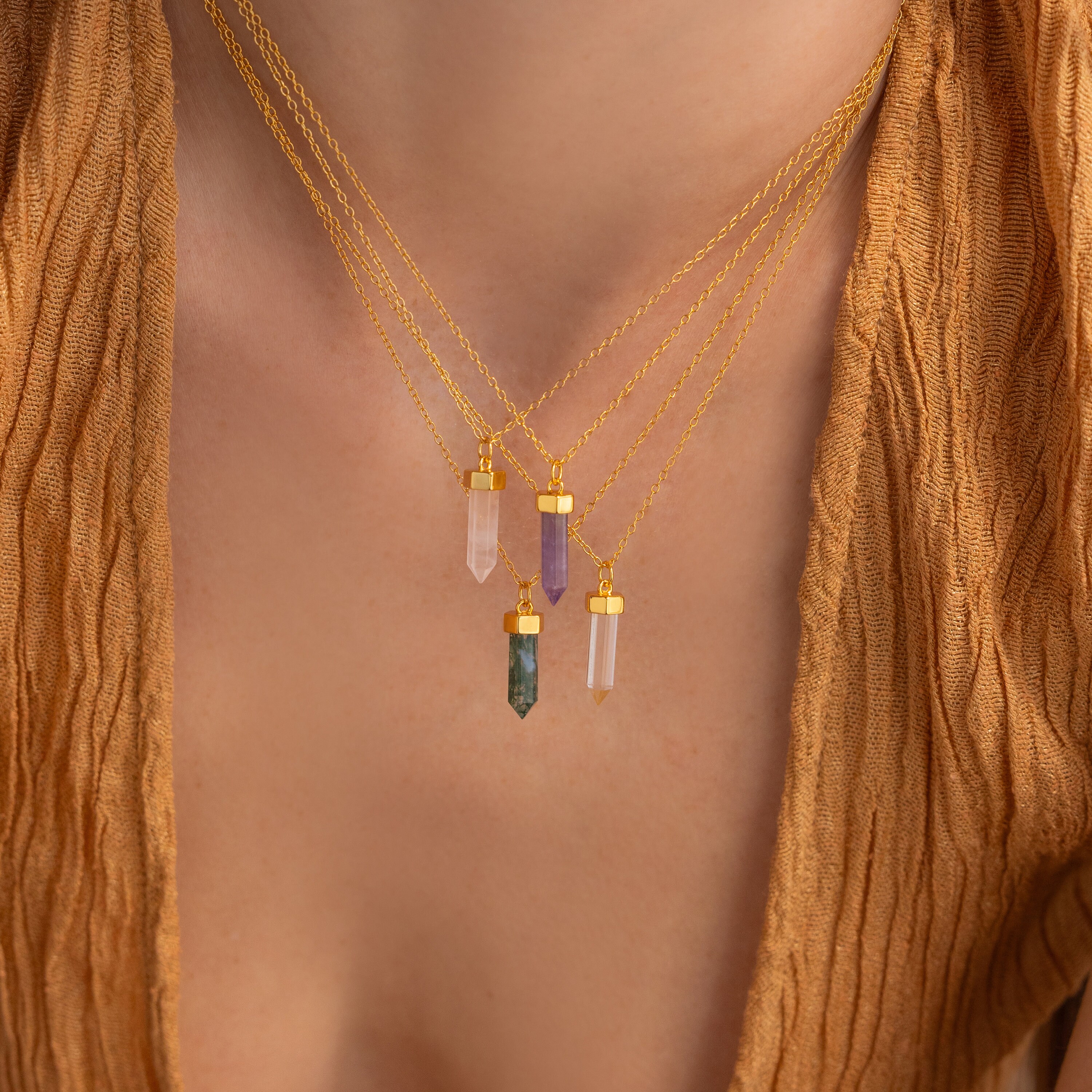 Crystal Quartz Necklace by Caitlyn Minimalist • Clear Quartz