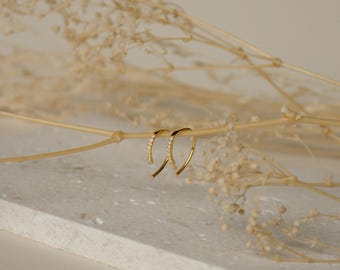 Pave Diamond Threader Earrings by Caitlyn Minimalist • Arc Wire Earrings • Minimalist Earrings • Perfect for Your Earring Set • ER156