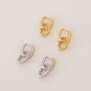 Chain Link Earrings by Caitlyn Minimalist Thick Twist Hoop Earrings Statement Dangle Huggie Earrings Gifts for Her ER267 image 7