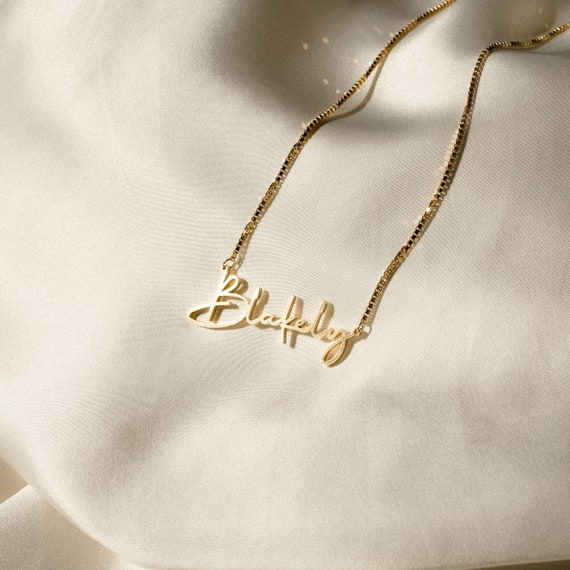 Personalized Name Necklace by CaitlynMinimalist Gold Name Necklace with Box Chain Perfect Gift for Her Personalized Gift NM81F91