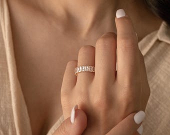 Statement Eternity Ring in Gold by Caitlyn Minimalist • Baguette Eternity Band • Engagement Ring • Wedding Ring • Bold Stacking Ring • RR024