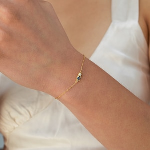Opal & Diamond Gemstone Bracelet by Caitlyn Minimalist Dainty Birthstone Charm Bracelet Opal Jewelry Birthday Gift for Her BR023 image 9